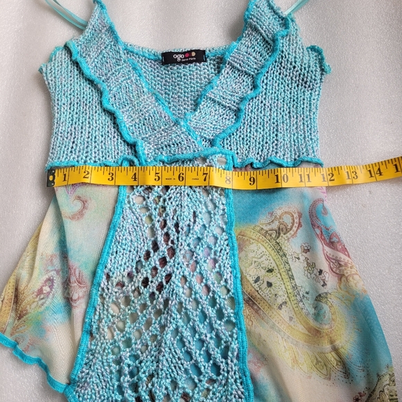 VTG Y2K Ogo Geral Asymmetrical Mesh Top Fairycore Whimsigoth Crochet Paisley - Picture 11 of 13